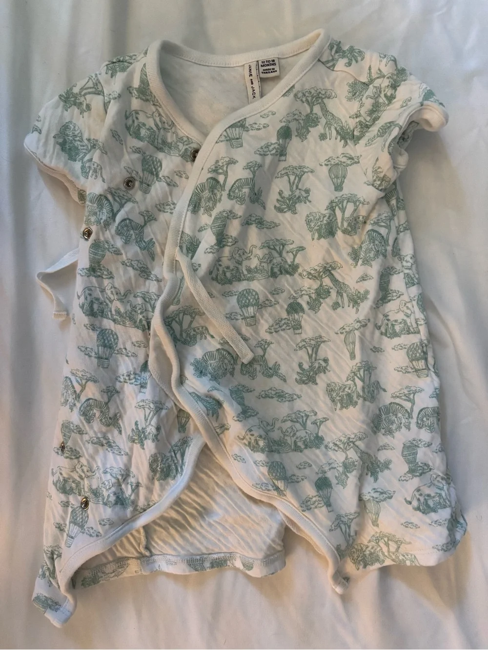 Unisex Infant Green Printed Kimono Style Wrap Top - Janie & Jack